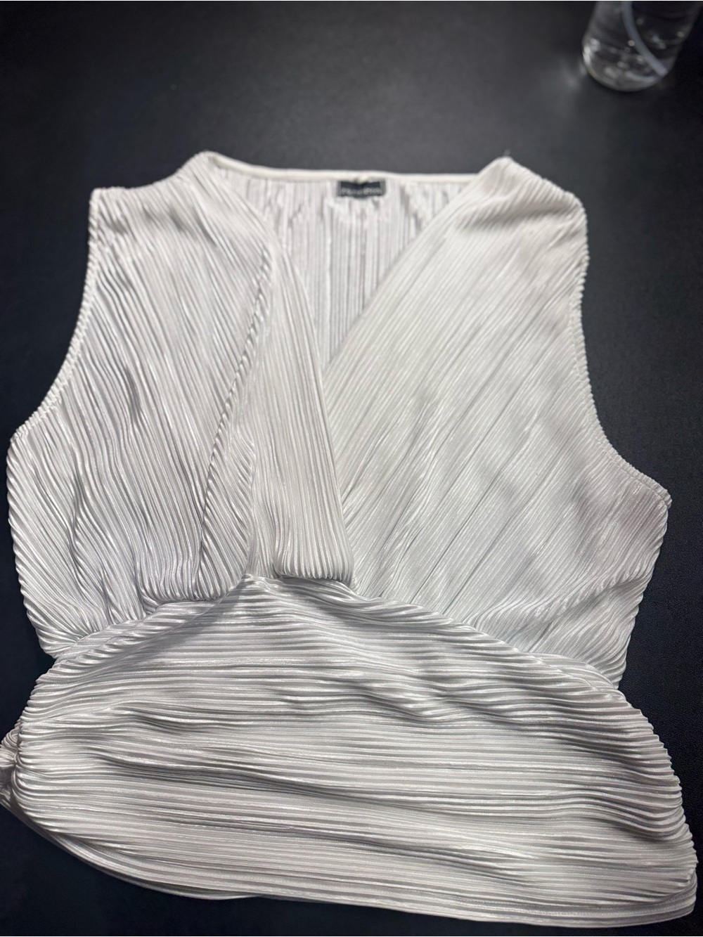 Zenobia Ivory Pleated V-Neck Sleeveless Blouse